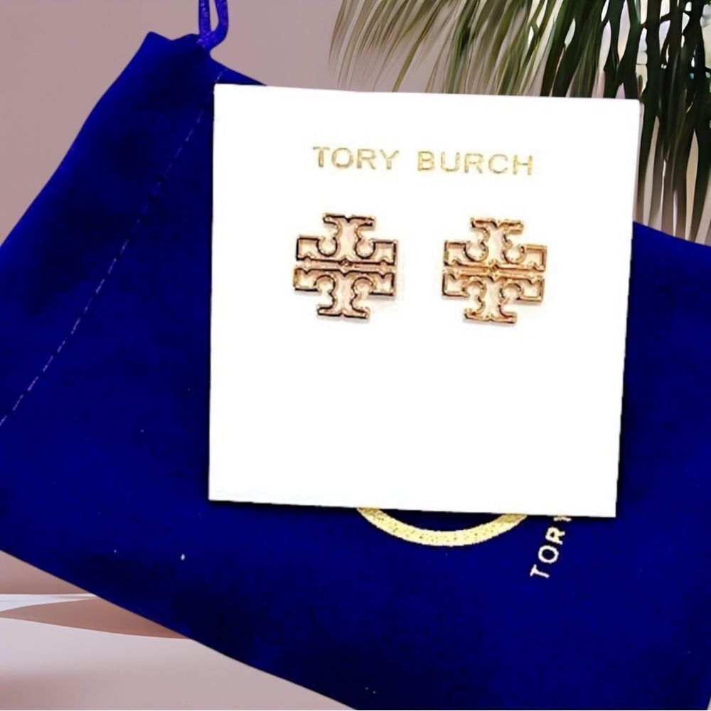 TORY BURCH MILLER 18K GOLD STUD EARRINGS